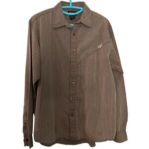 Ezekiel Brown Striped Button Down Men's Shirt Size L Collared